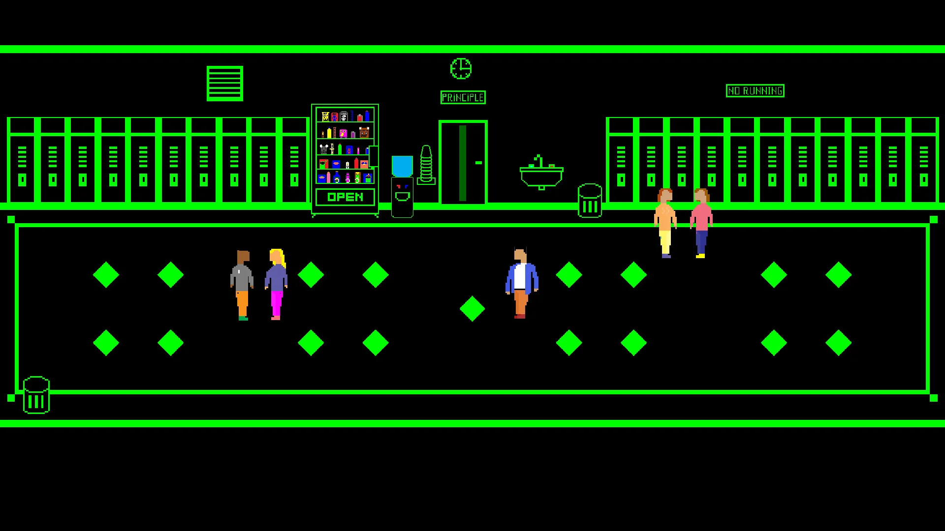 Pristiq: Tash's Trilogy gameplay showing a school hallway and lockers.